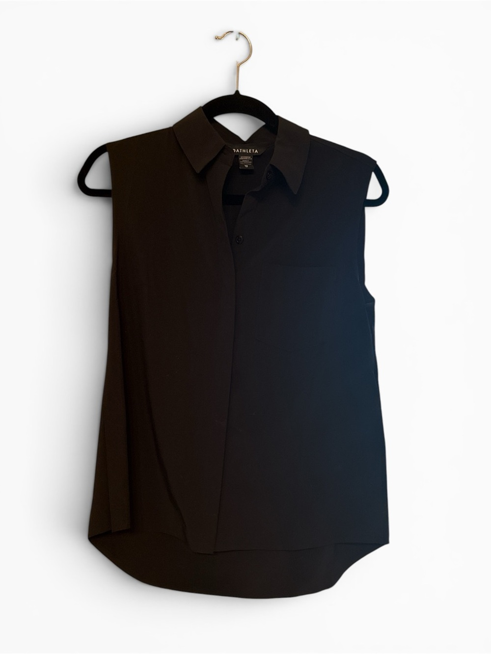 Athleta Black Sleeveless Collared Blouse
